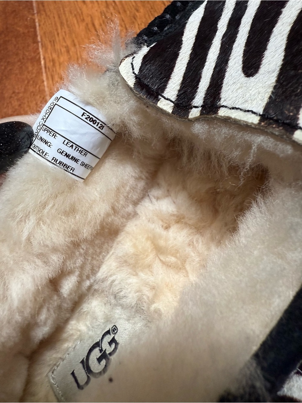 Ugg Zebra Print Fuzzy Lined Moccasin Slippers - Picture 7 of 9